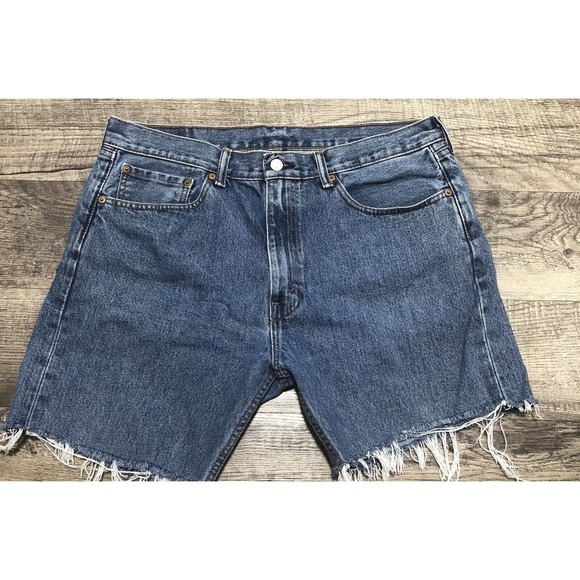 Levi's Other - Levi’s 505 Mid Rise Denim Jean Shorts Waist Sz 36” Unisex “Cutoffs” Med Wash F2